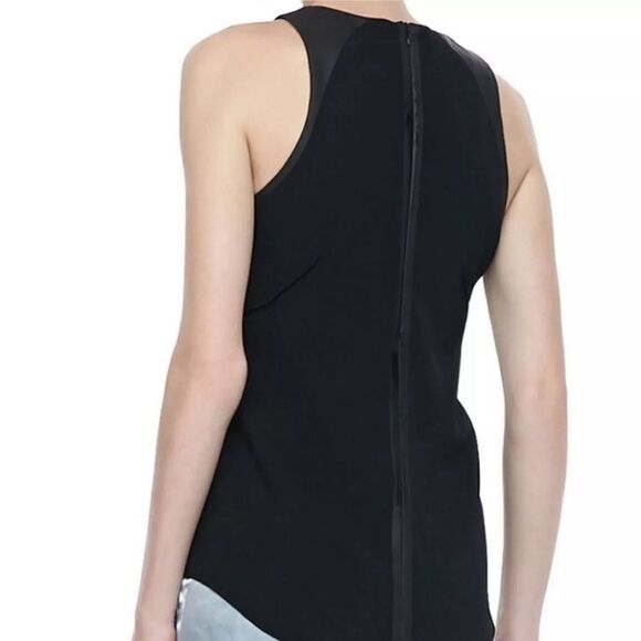 Rag & Bone Sleeveless Black Top Vegan Leather Trim S - Picture 2 of 9